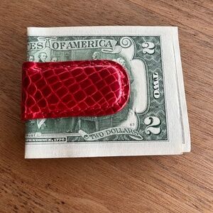 Genuine Alligator Red Magnetic Money Clip